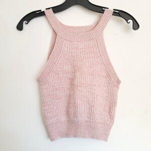 Forever 21 Baby Pink Knit Ribbed Halter Sleeveless Crop Top Size Small